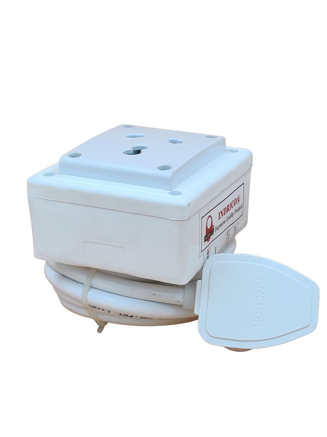 INDRICO Extension Board Heavy Duty 1 Socket 15A 16A 20A High Load Capacity 3000 Watts With 16A Big Plug Pvc White