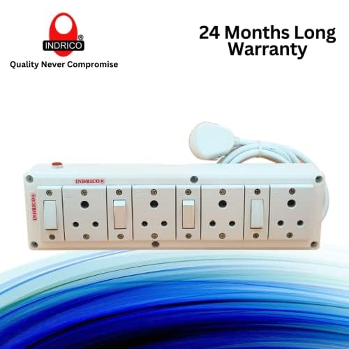 INDRICO® 3 Pins Multi Outlet Extension Boards with Individual Switch White
