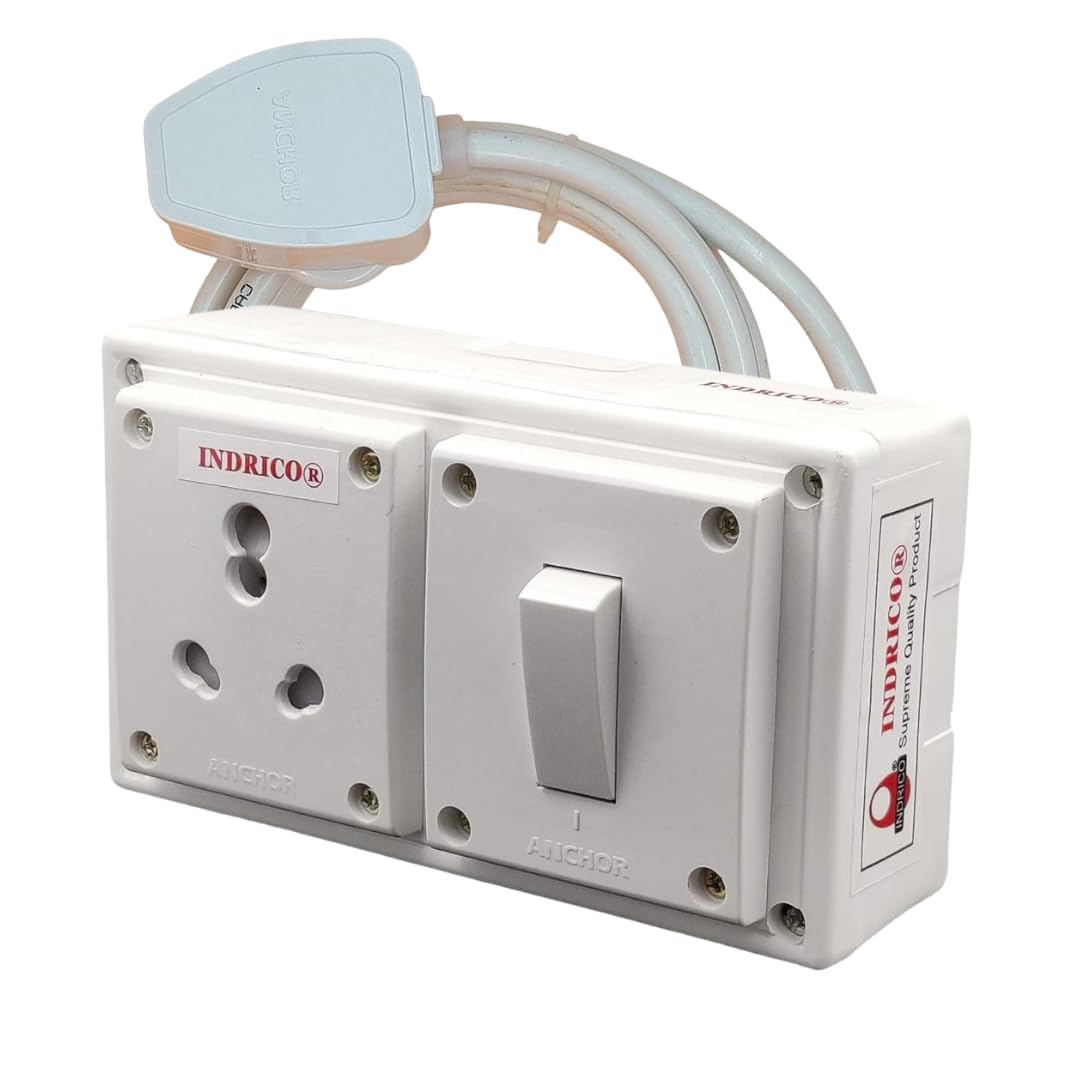 Extension Board with Long Wire (1.5 mm) 1 Socket 1 Switch 15/16 Amp White