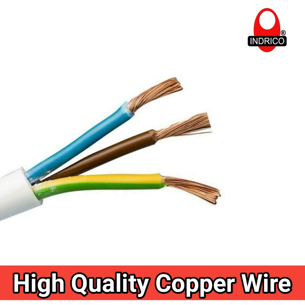INDRICO® 3 Core Round Copper Wires and Cables (0.75mm) for Domestic and Industrial Electric Connections