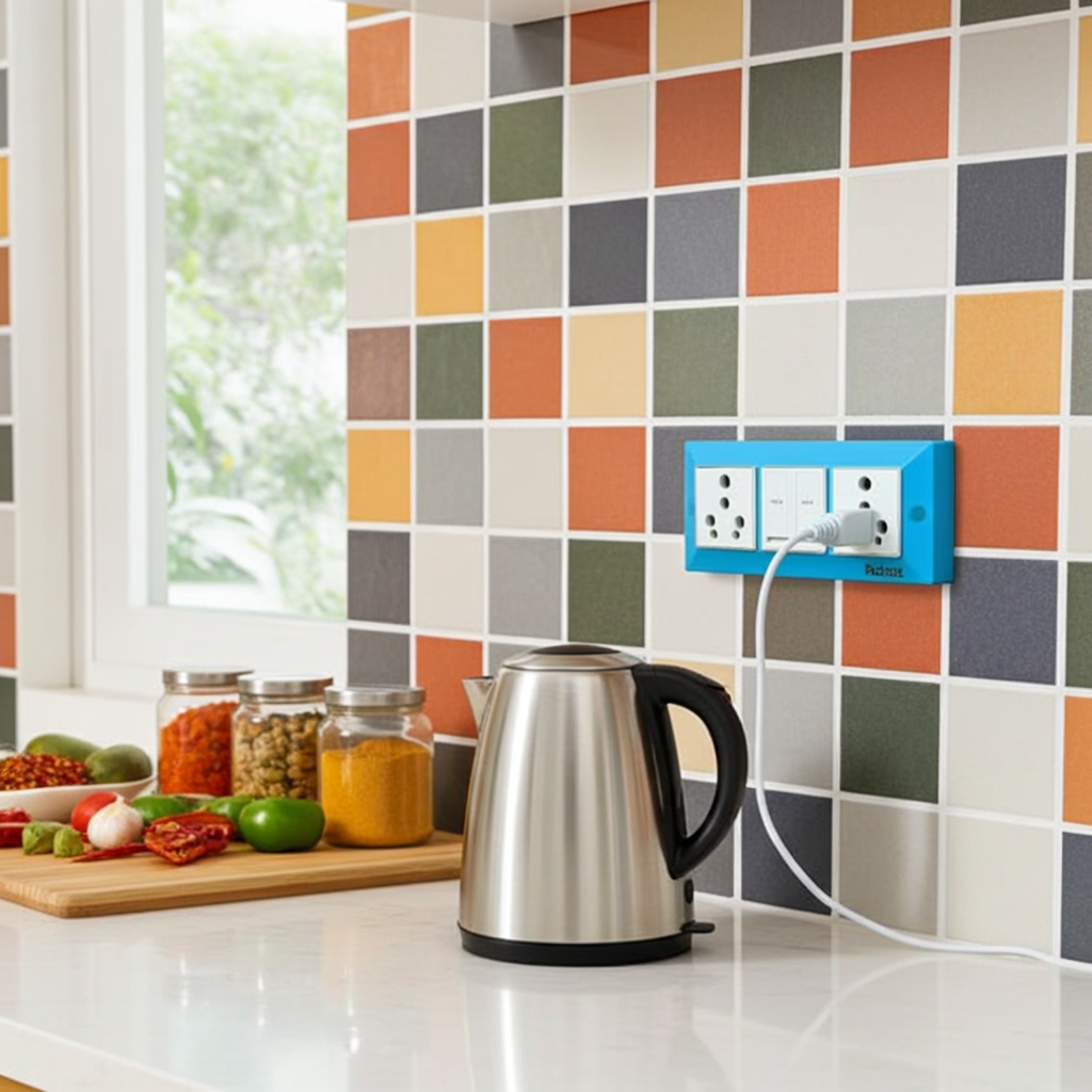 ABDROZ Electric Extension Board with Cable- 16A/20A + 16A/20A with Two Switch and Heavy Duty Copper Cable Wire (Sky Blue), 240 Volts