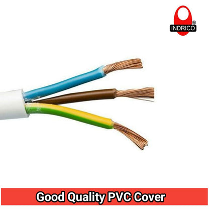 INDRICO® 3 Core Round Aeroflex Copper Wires and Cables (1.5 Sq. mm) for Domestic and Industrial Electric Connections