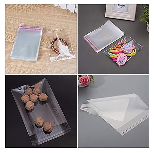 Bigpalycoan Plastic polythene Clear Transparent bags small size Self Adhesive BOPP Resealable Plastic pouch Bags for jwellery packaging pack of 200 (3X4 inch (7.5 X 10 cm))
