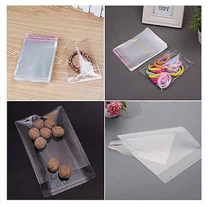 Bigpalycoan Plastic polythene Clear Transparent bags small size Self Adhesive BOPP Resealable Plastic pouch Bags for jwellery packaging pack of 200 (3X4 inch (7.5 X 10 cm))