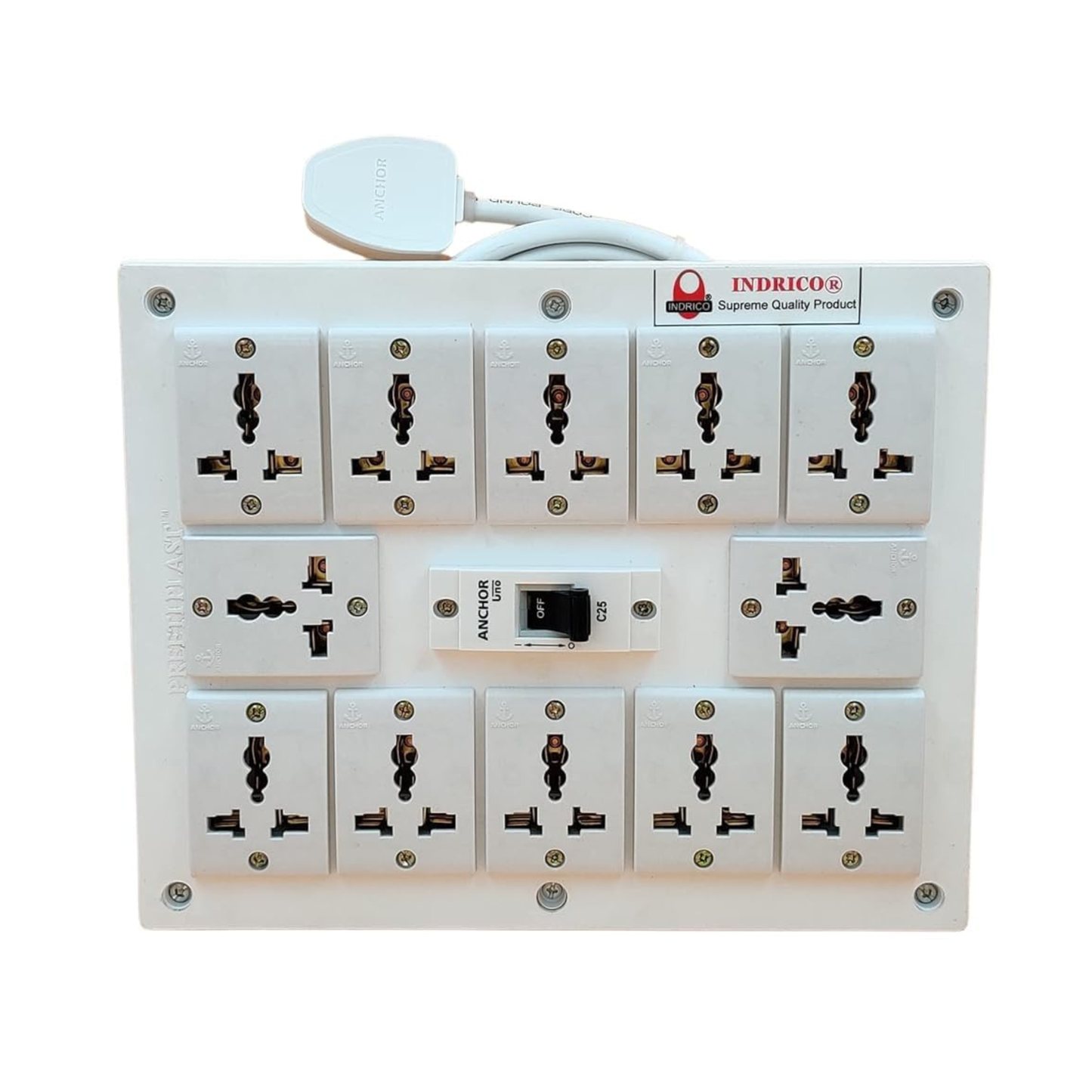INDRICO Heavy Duty Extension Board with MCB | 1.5mm Copper Wire | 2000W Power Strip with MCB | Multi Plug Socket for Home & Office
