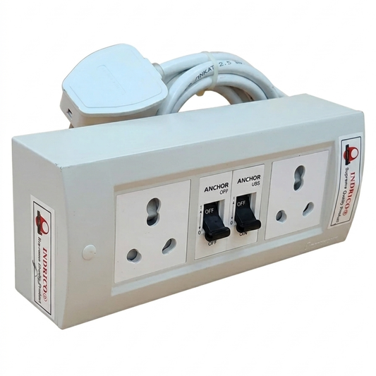 INDRICO 16A Heavy Duty Extension Board with Dual MCB | 3000W Power for AC, Geyser & Appliances