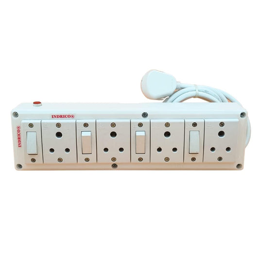 INDRICO® 3 Pins Multi Outlet Extension Boards with Individual Switch White