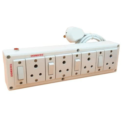 INDRICO® 3 Pins Multi Outlet Extension Boards with Individual Switch White