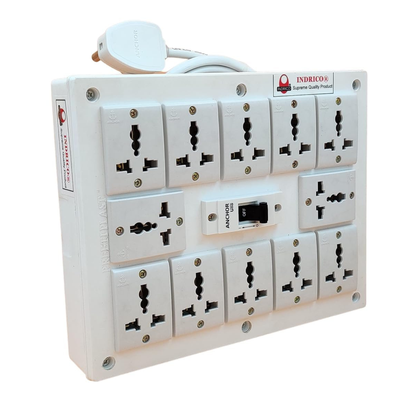 INDRICO Heavy Duty Extension Board with MCB | 1.5mm Copper Wire | 2000W Power Strip with MCB | Multi Plug Socket for Home & Office