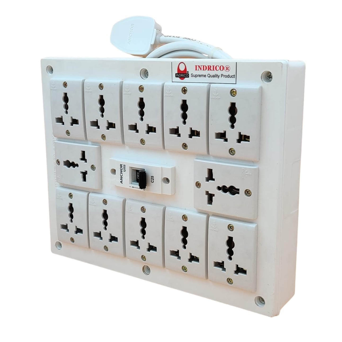 INDRICO Heavy Duty Extension Board with MCB | 1.5mm Copper Wire | 2000W Power Strip with MCB | Multi Plug Socket for Home & Office