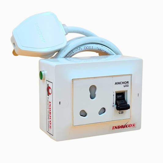 INDRICO 16 Amp Extension Board for Heavy Duty with MCB PVC White Pack of 1 (2.5 MM Cable)