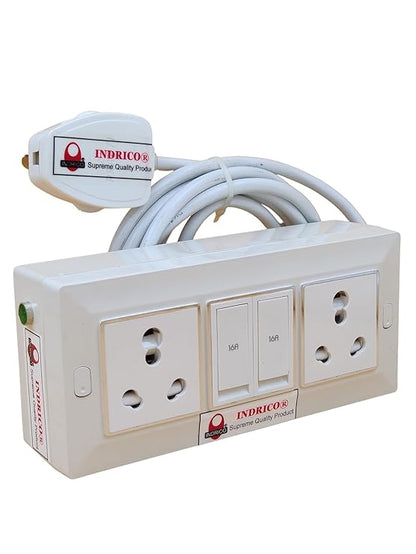 INDRICO Electric Extension Switch Board - 16A/20A + 16A/20A with Individual Switches and Heavy Duty (Rating 2000W)