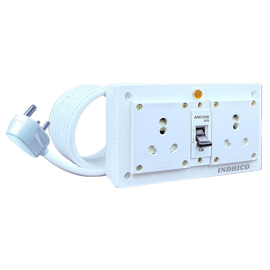 INDRICO 16A Electric Multi Outlet Extension Board Box With Mcb For Heavy Duty Pvc