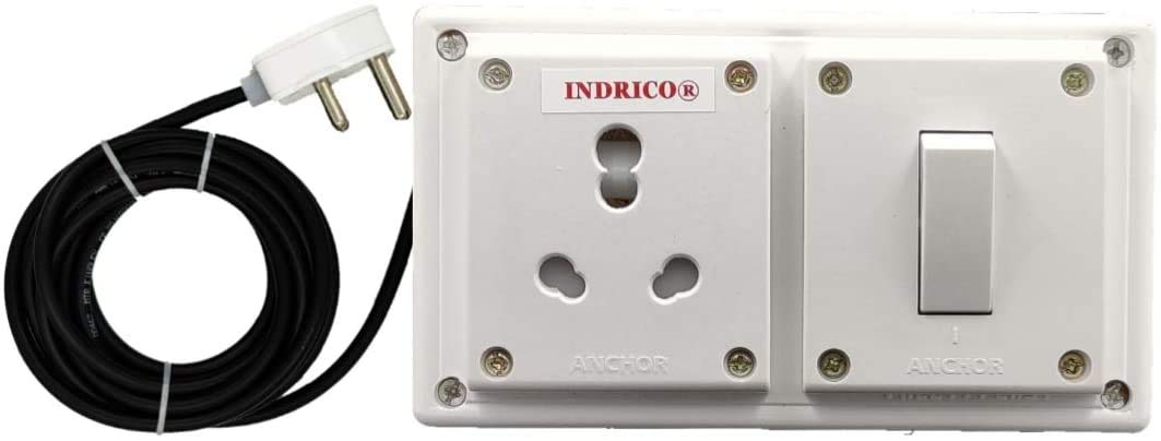 Extension Board with Long Wire (1.5 mm) 1 Socket 1 Switch 15/16 Amp White