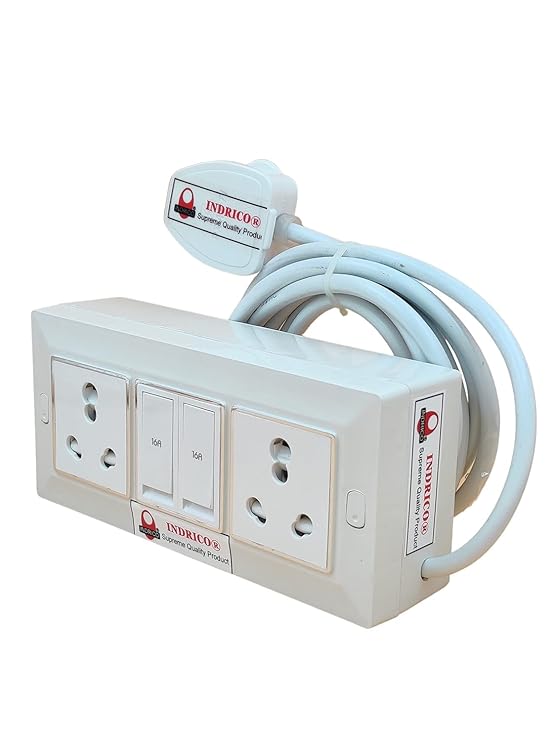 INDRICO Electric Extension Switch Board - 16A/20A + 16A/20A with Individual Switches and Heavy Duty (Rating 2000W)