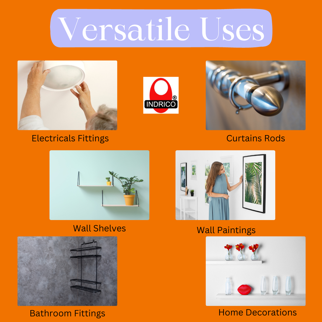 INDRICO Nylon Plug with Screws (1.5 inch screw with 1.8 inch plastic sleeve) Pack of 80 White