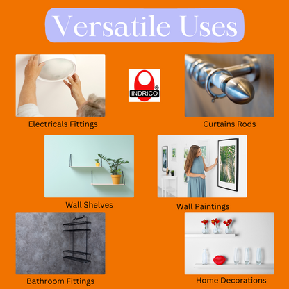 INDRICO Nylon Plug with Screws (1.5 inch screw with 1.8 inch plastic sleeve) Pack of 80 White