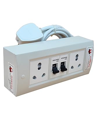 INDRICO Electric Extension Board with 15A/16A/20A Sockets and 16A/20A/25A MCB Heavy Duty 2.5mm Long Wire (Rating 3000W) PVC White