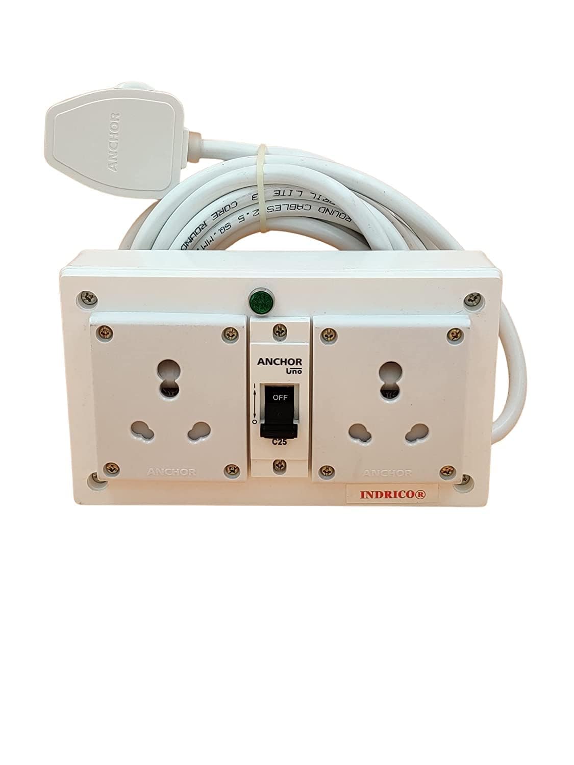 INDRICO 16A Electric Multi Outlet Extension Board Box with MCB for Heavy Duty PVC White