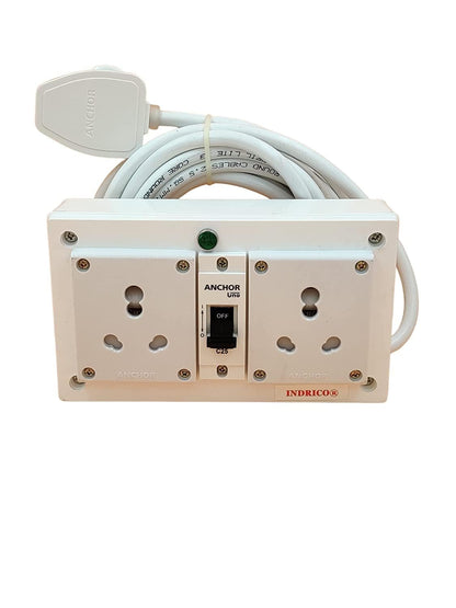 INDRICO 16A Electric Multi Outlet Extension Board Box with MCB for Heavy Duty PVC White