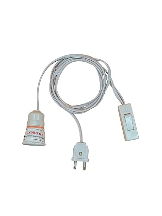 INDRICO 2 Pin Blub Holder with Plug Flexible Cable Wire for Lamp Hanging with On/Off Switch for Home Wall Décor, Diwali Christmas Decoration Multi Color PVC