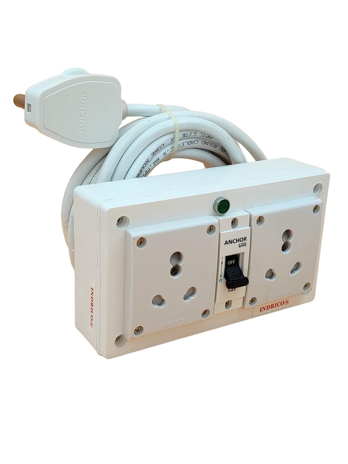 INDRICO 16A Electric Multi Outlet Extension Board Box with MCB for Heavy Duty PVC White