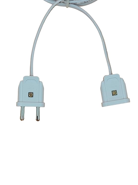 INDRICO 2 Pin Male Female Socket Flexible Flat Cable Wire Extension Cord for Multi-Purpose Use Home Wall Décor, Diwali Christmas Decoration White PVC