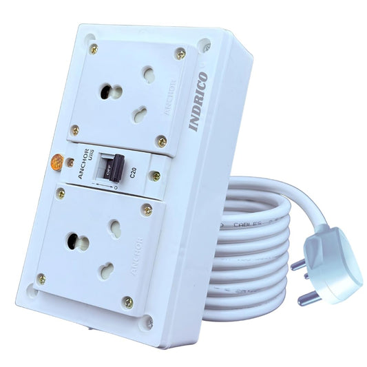INDRICO 16A Electric Multi Outlet Extension Board Box With Mcb For Heavy Duty Pvc