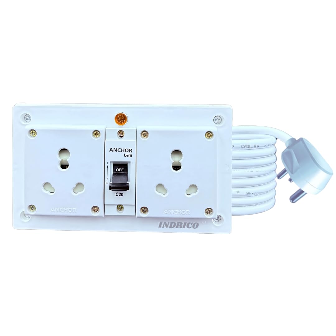 INDRICO 16A Electric Multi Outlet Extension Board Box With Mcb For Heavy Duty Pvc