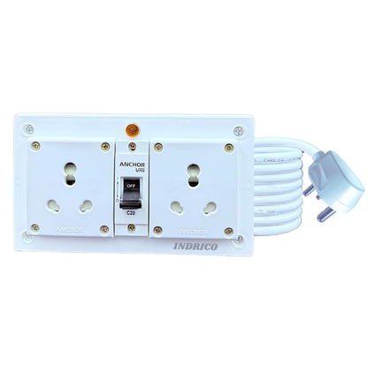 INDRICO 16A Electric Multi Outlet Extension Board Box With Mcb For Heavy Duty Pvc