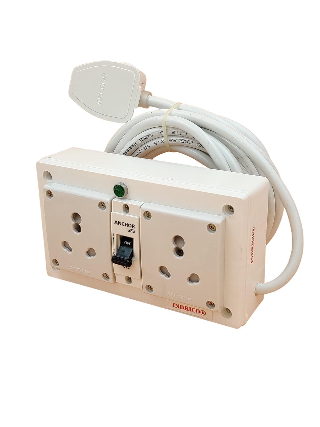 INDRICO 16A Electric Multi Outlet Extension Board Box with MCB for Heavy Duty PVC White