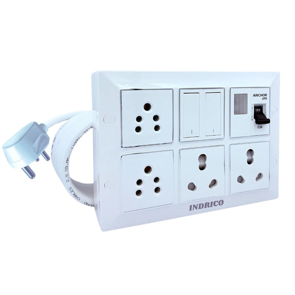 INDRICO 6A 16A Power Extension Board Box with MCB up-to 2200 Watts 220 Volts