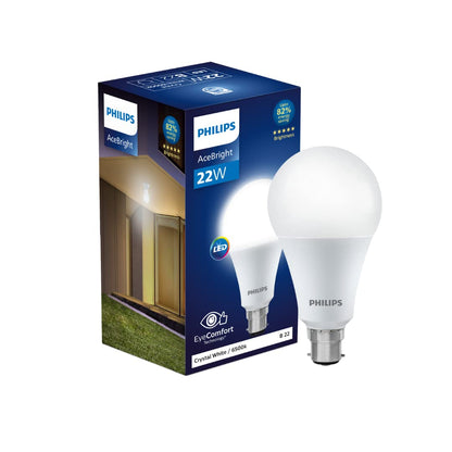 Philips 22-watt LED Bulb |AceBright High Wattage LED Bulb|Base: B22 Light Bulb for Home | Crystal White
