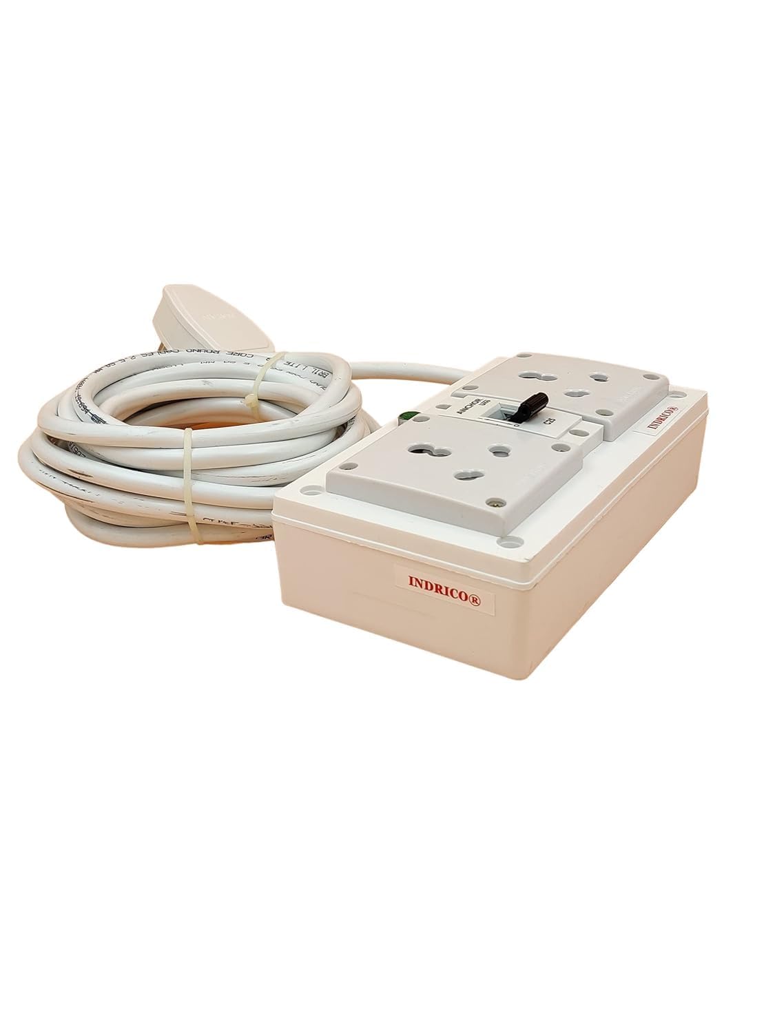 INDRICO 16A Electric Multi Outlet Extension Board Box with MCB for Heavy Duty PVC White