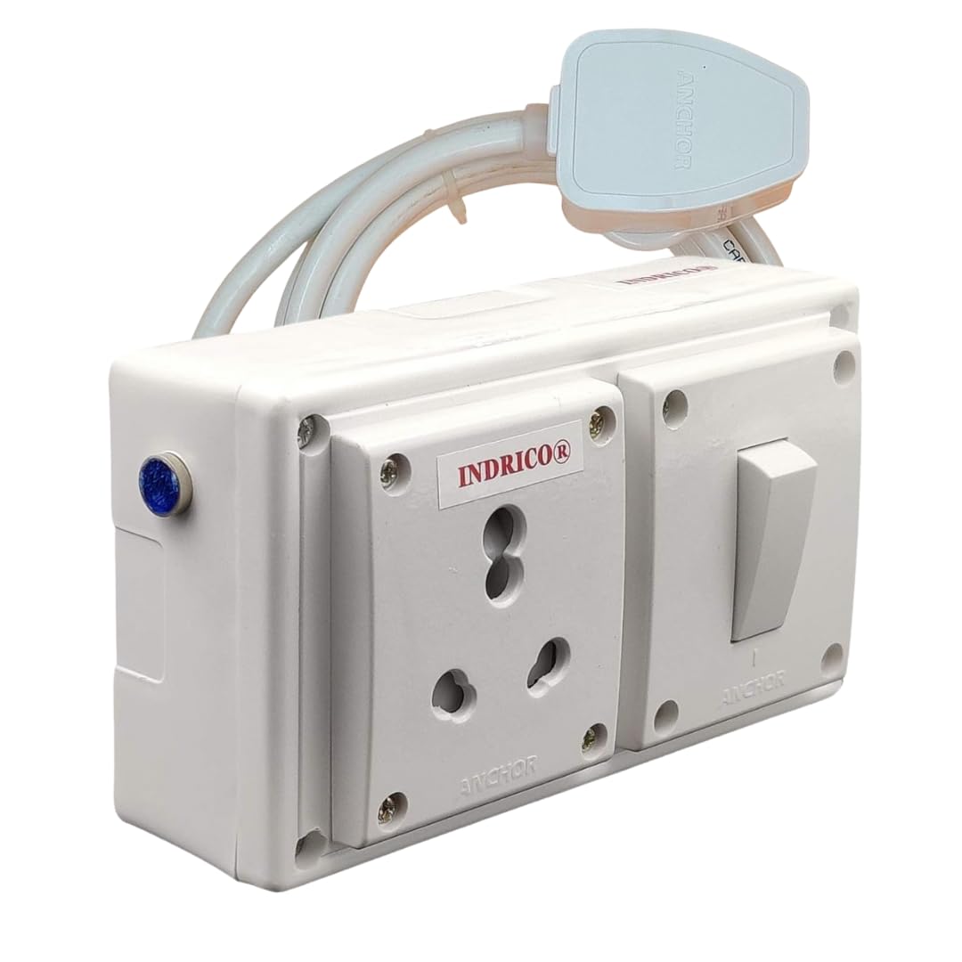 Extension Board with Long Wire (1.5 mm) 1 Socket 1 Switch 15/16 Amp White