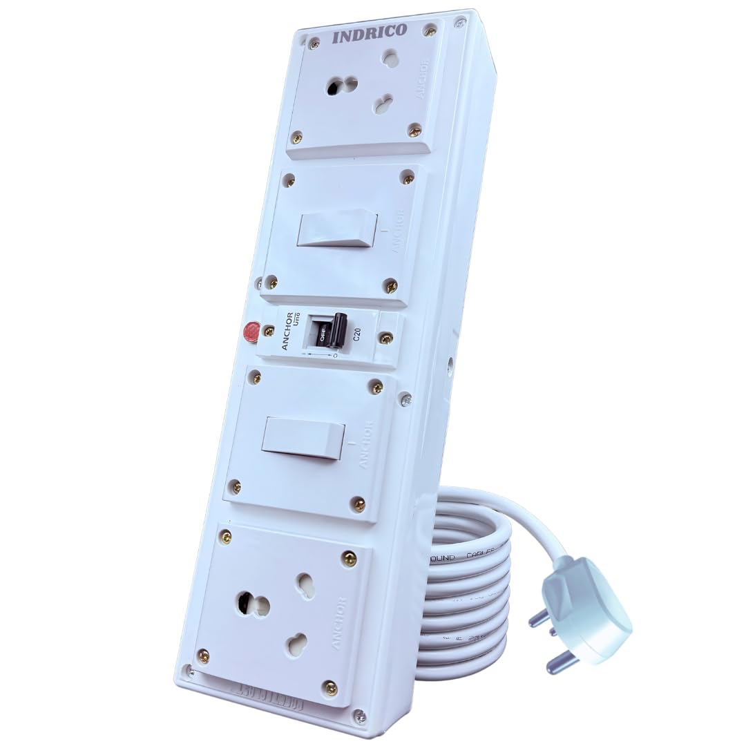 Extension Board for Heavy Appliances, AC/Washing Machine/Fridge/Micro Oven (2+2) 20 AMP 2.5 mm 3 core Copper Wire New