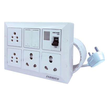 INDRICO 6A 16A Power Extension Board Box with MCB up-to 2200 Watts 220 Volts