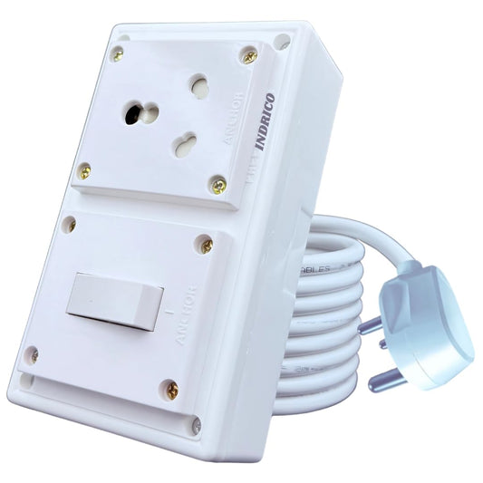 Heavy Duty 16a Extension Board With Individual Switch Power Indicator 15A 16A 20A Wall Mount Earthing Connected Long Copper Cable(Max. rating 3000W)