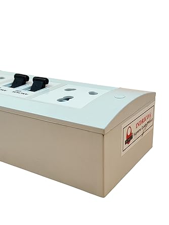 INDRICO Electric Extension Board with 15A/16A/20A Sockets and 16A/20A/25A MCB Heavy Duty 2.5mm Long Wire (Rating 3000W) PVC White