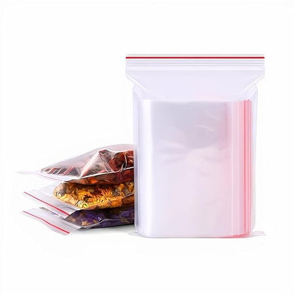 INDRICO Zip Lock Pouch Bags for Reusable Self-Seal Storage Transparent