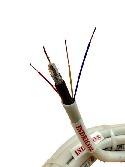 INDRICO 3+1 RG 59 Jelly Folded Pure Copper CCTV Cable Wire for Security Cameras White PVC