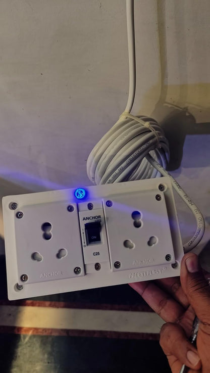 INDRICO 16A Electric Multi Outlet Extension Board Box with MCB for Heavy Duty PVC White