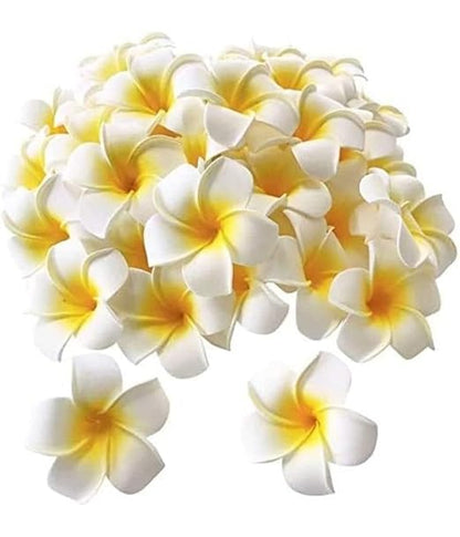 Bigpalycoan Artificial Big Foam Hawaii Floating Flowers – Waterproof Decorative Flowers for Pooja Thali, Festivals, Home, DIY Crafts & Diwali Décor (White, Set of 12)