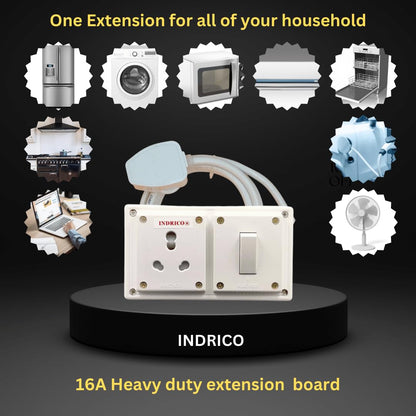 Extension Board with Long Wire (1.5 mm) 1 Socket 1 Switch 15/16 Amp White