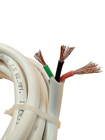 INDRICO 2.5 mm 3 core Copper Cable Wire for A.C. Electrical Uses ISI Mark White PVC (3 METER)