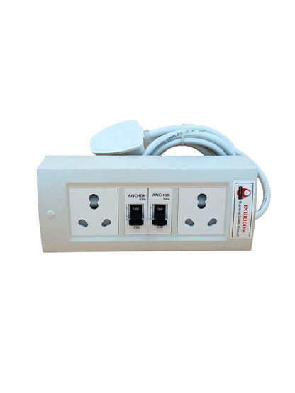 INDRICO Electric Extension Board with 15A/16A/20A Sockets and 16A/20A/25A MCB Heavy Duty 4mm Long Wire (Rating 4500W) PVC White