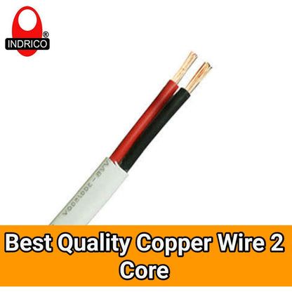 INDRICO® Twin Flat 2 core Copper Wires and Cables 1mm for Domestic and Industrial Electric Connections up to 1500 watts