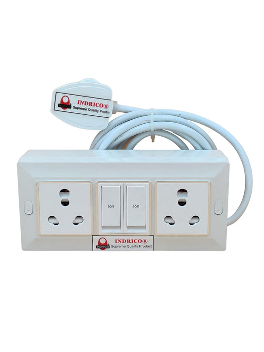 INDRICO Electric Extension Switch Board - 16A/20A + 16A/20A with Individual Switches and Heavy Duty (Rating 2000W)