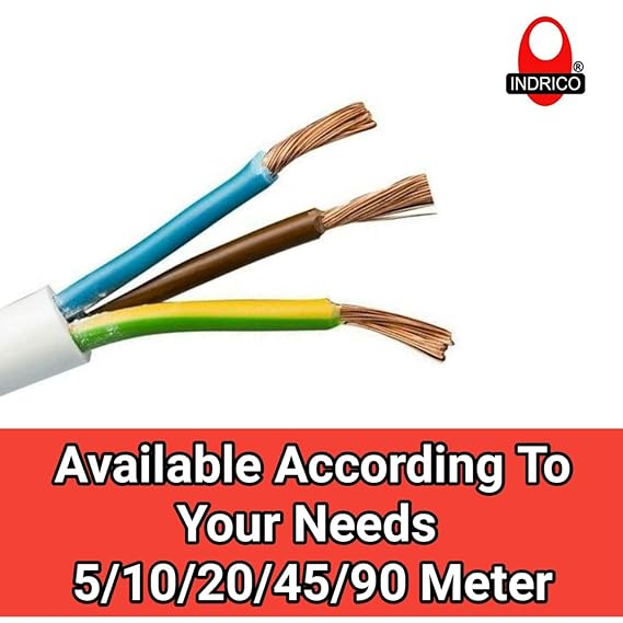 INDRICO® 3 Core Round Copper Wires and Cables (1.0 Sq. mm) for Domestic and Industrial Electric Connections