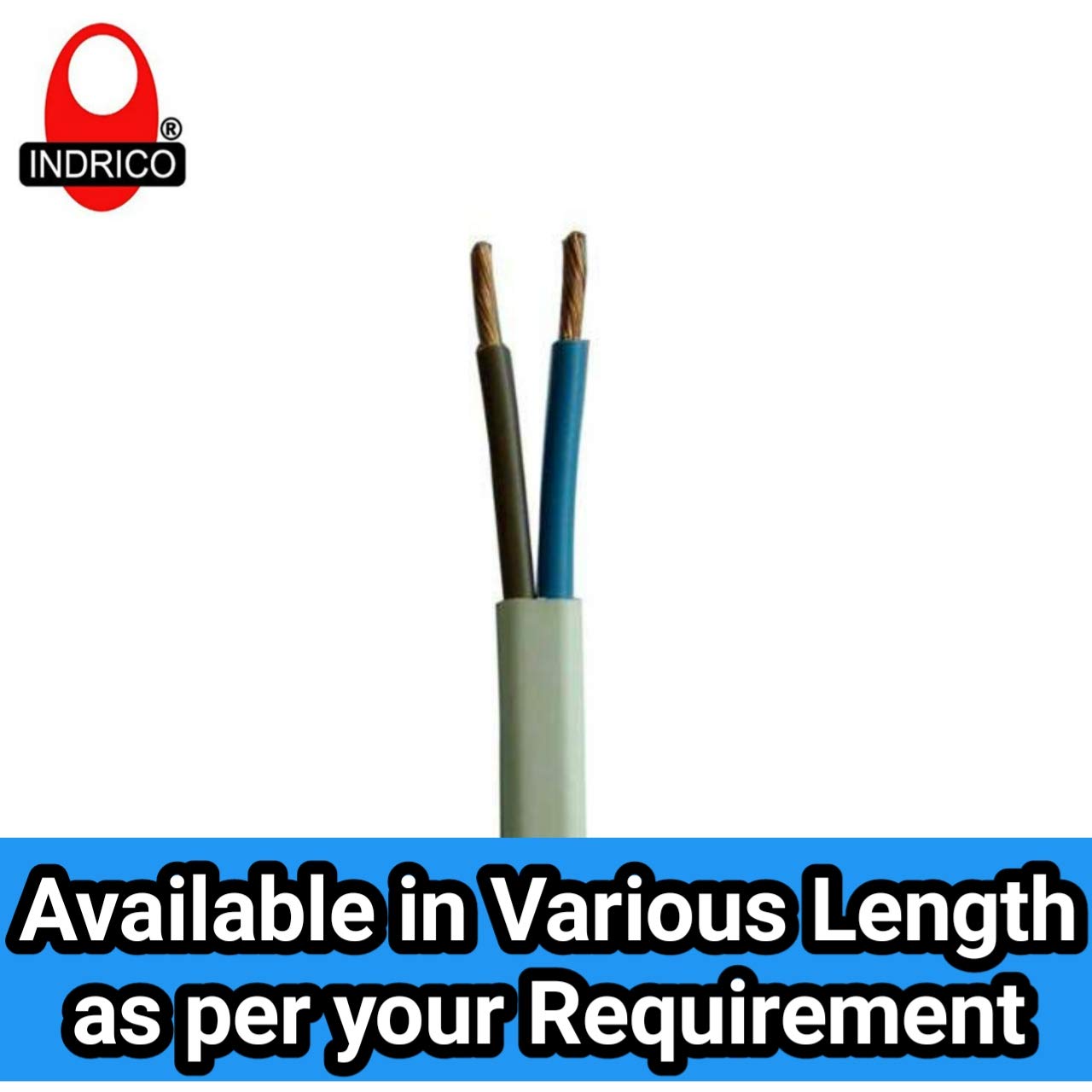 INDRICO® Twin Flat 2 core Copper Wires and Cables 1mm for Domestic and Industrial Electric Connections up to 1500 watts